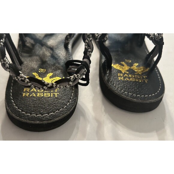 Rabbit Rabbit braided Cord Sandals W Size EU 39 8 To 8.5 Black Gray White Nwot - Picture 4 of 5